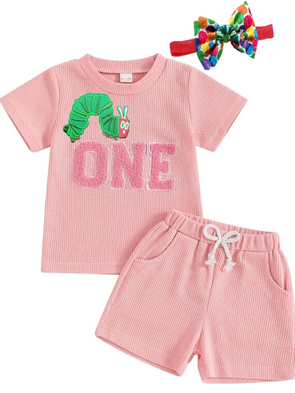 The Very Hungry Caterpillar Outfit Pink Girl First Birthday Clothes Shirt Bow